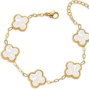 Four-Leaf Clover Five-Flower Bracelet Female Clover Peacock White Fritillary